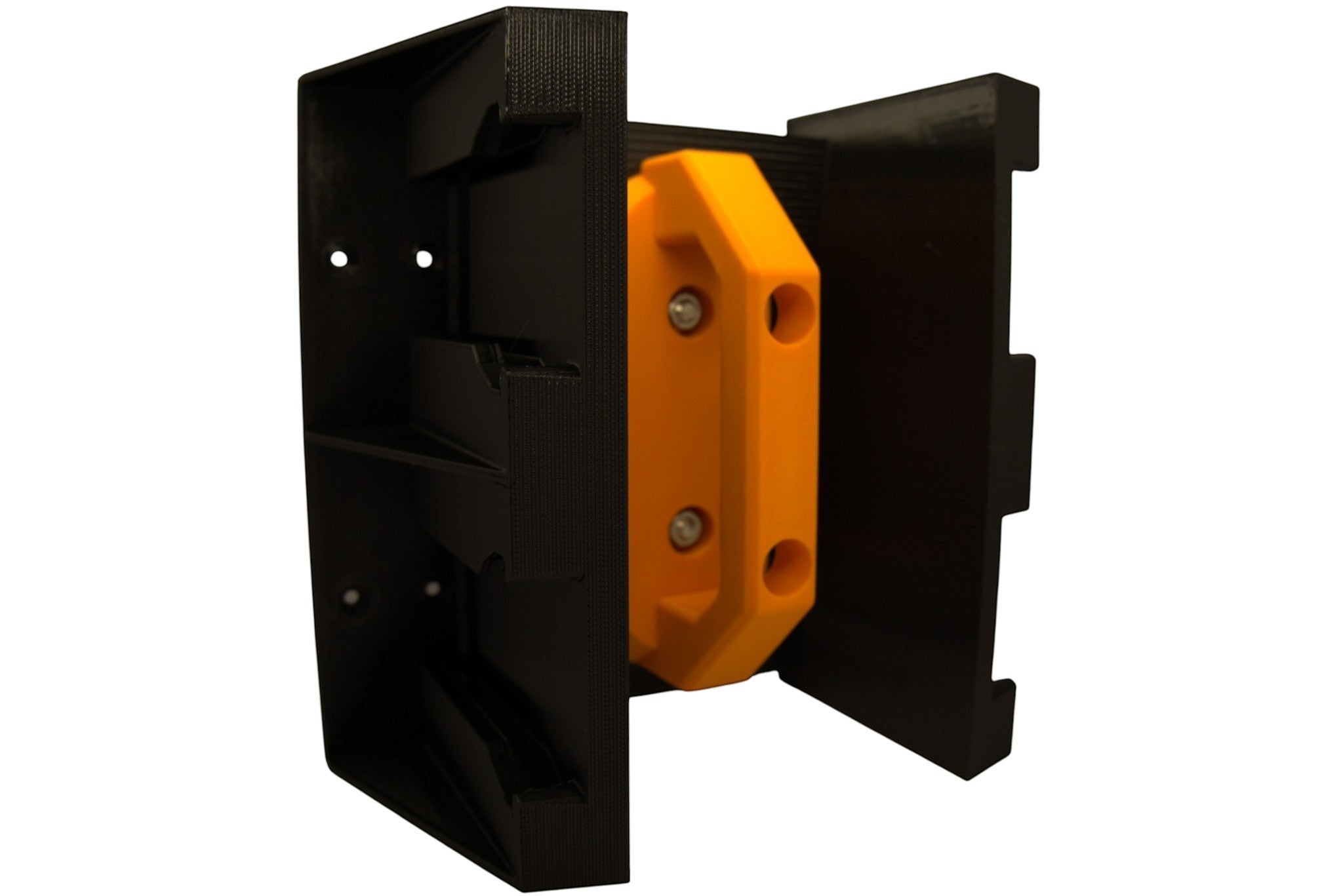 Cold Composites MagLug Battery Holder Kit with magnetic handle and M18 battery holder attachment, black and orange