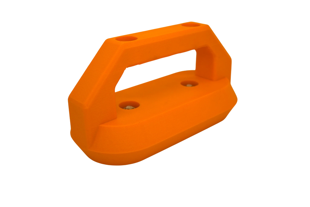 Cold Composites MagLug modular magnetic handle in bright orange, 150 lb pull force, impact-resistant construction.