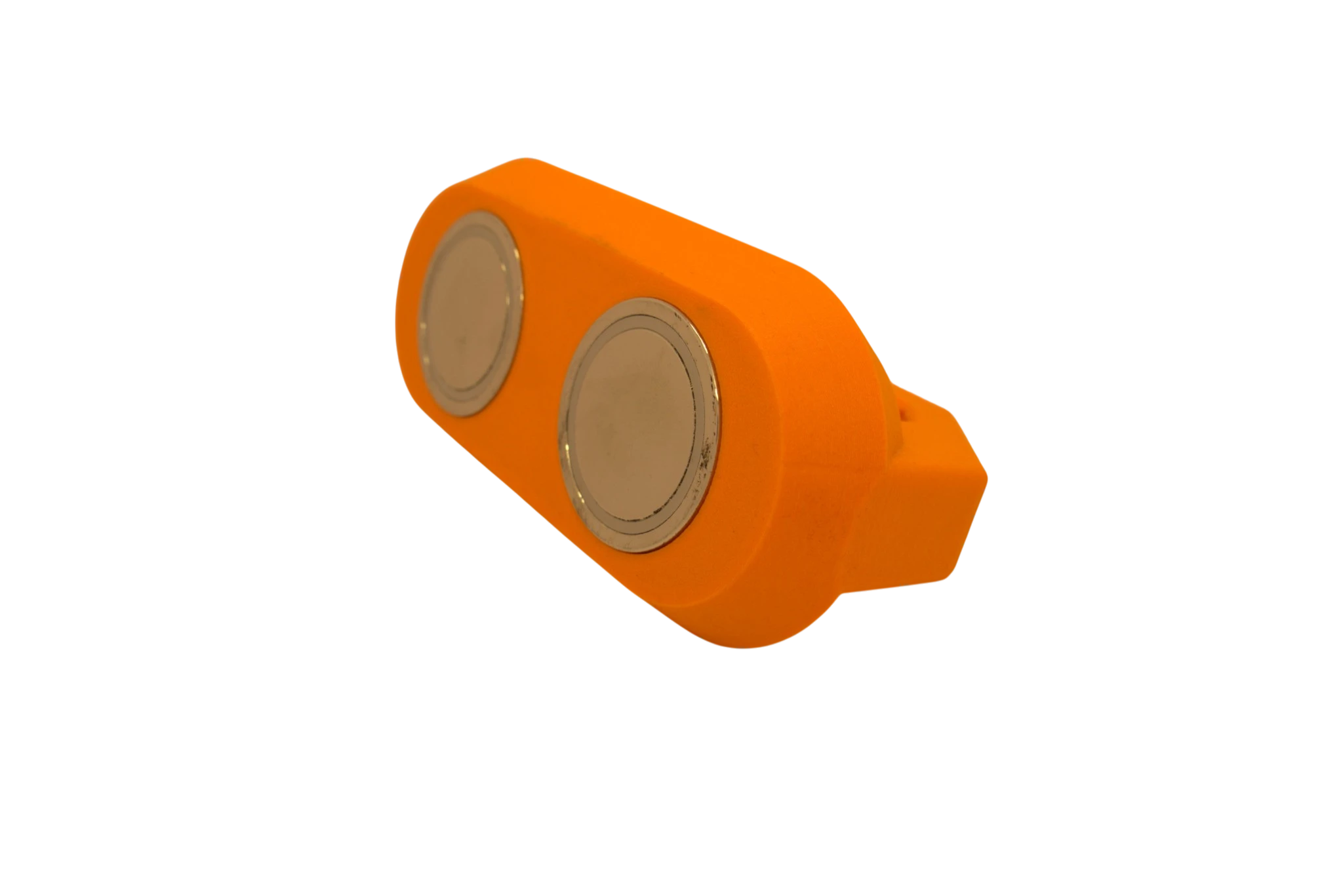 Cold Composites MagLug orange modular magnetic handle with 150 lb pull force and two silver magnets.